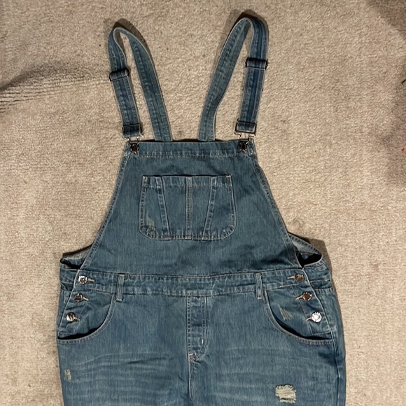 City Chic Boyfriend Denim Distressed Overalls size 18 - Picture 4 of 14